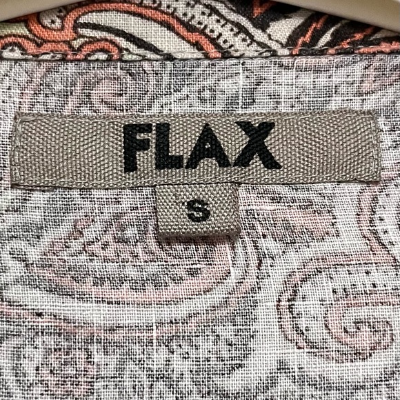 Flax Linen Button Down Shirt Womens SZ Small Paisley Boho Hippie Lagenlook Artsy - Picture 5 of 7